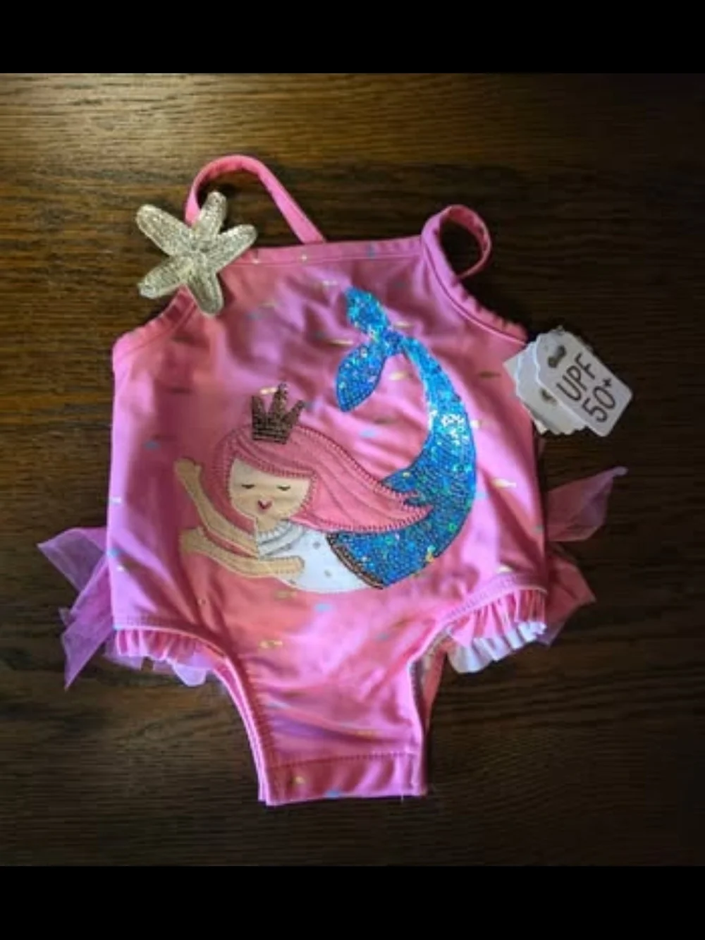 Mud Pie Pink Mermaid One-Piece Swimsuit for Baby 3-6M